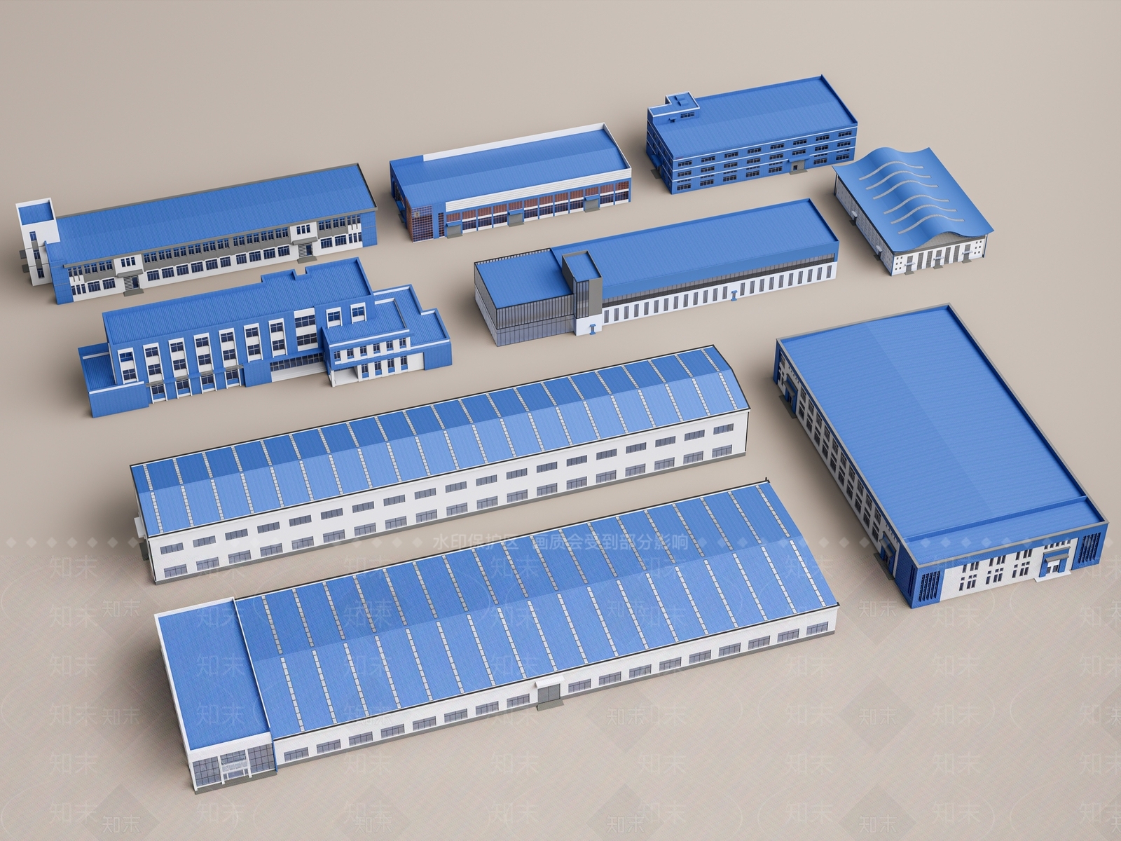 现代厂房3D模型下载【ID:1176265741】