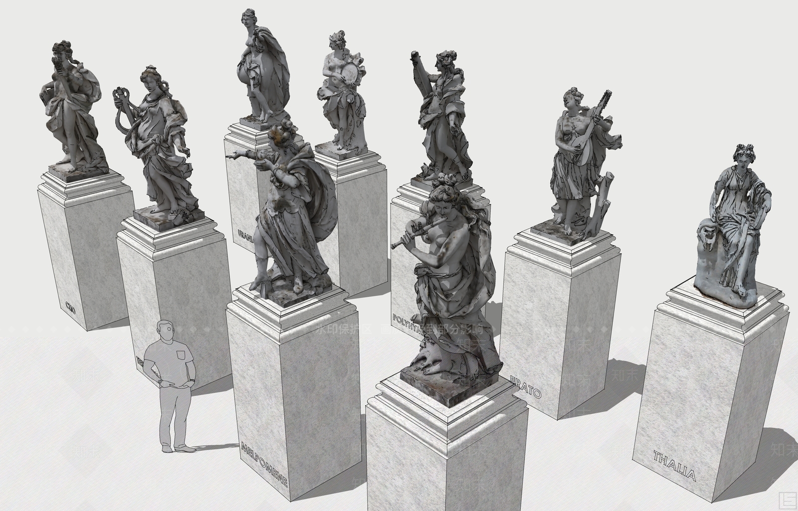 欧式雕塑摆件SU模型下载【ID:1176266367】