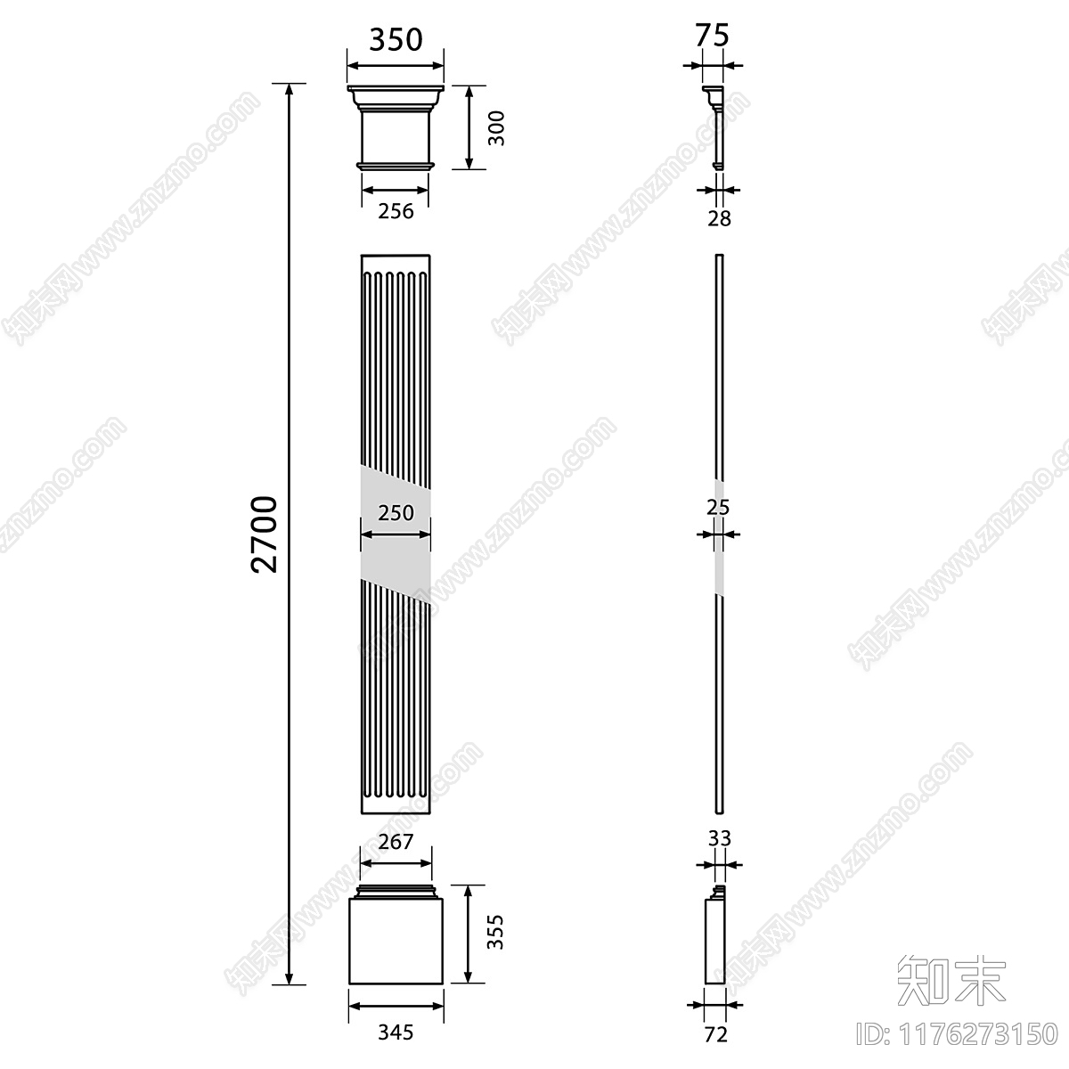 法式复古柱子3D模型下载【ID:1176273150】