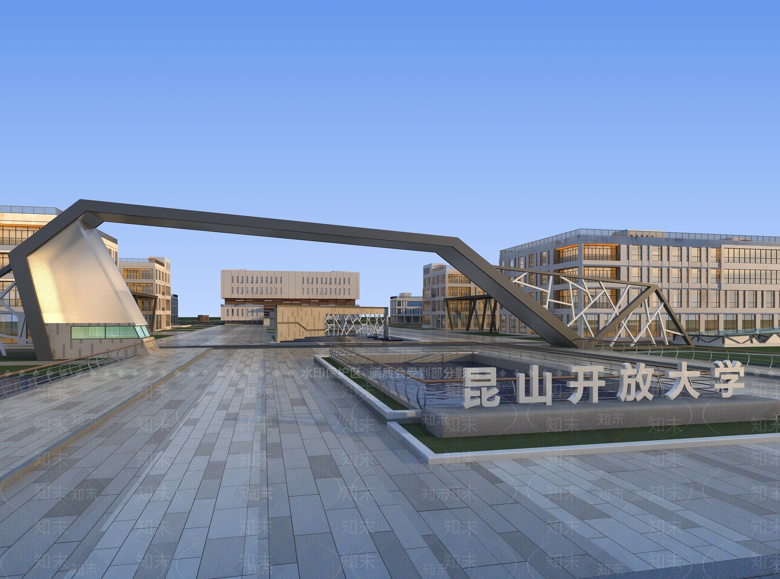 现代学校外观3D模型下载【ID:1176275047】