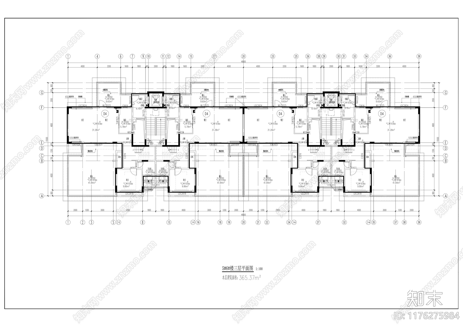 现代新中式别墅建筑施工图下载【ID:1176275984】