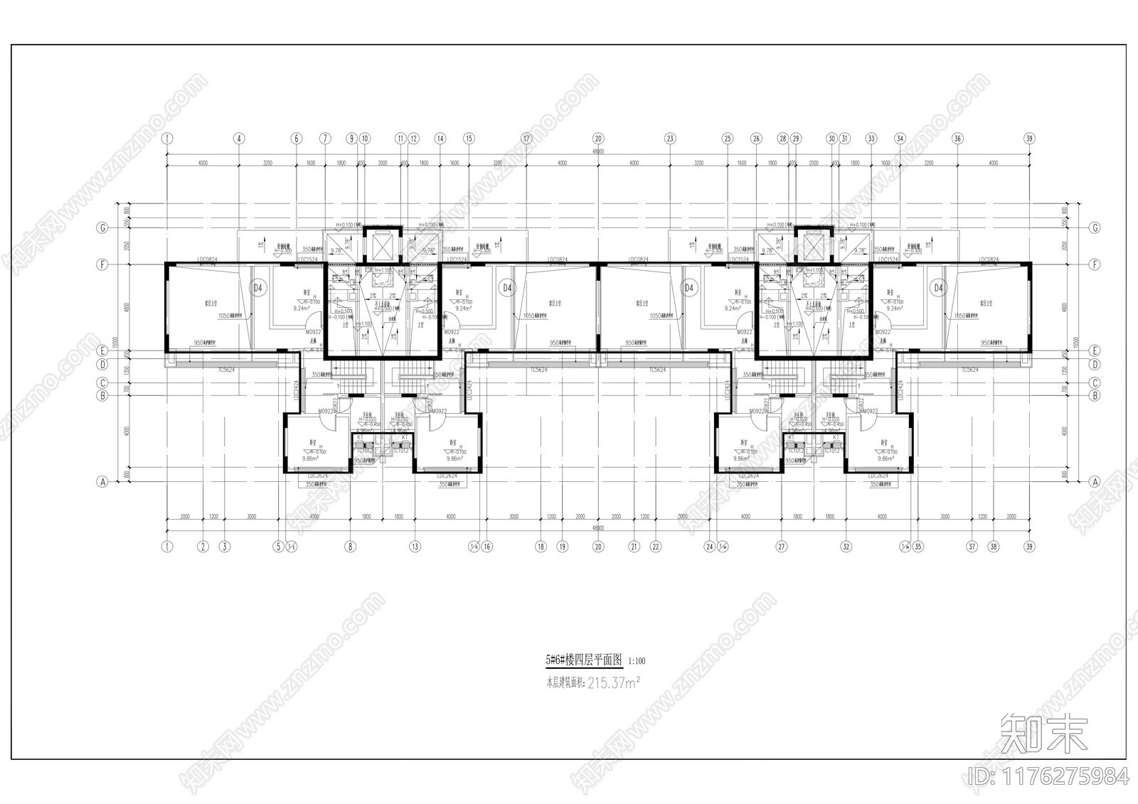 现代新中式别墅建筑施工图下载【ID:1176275984】