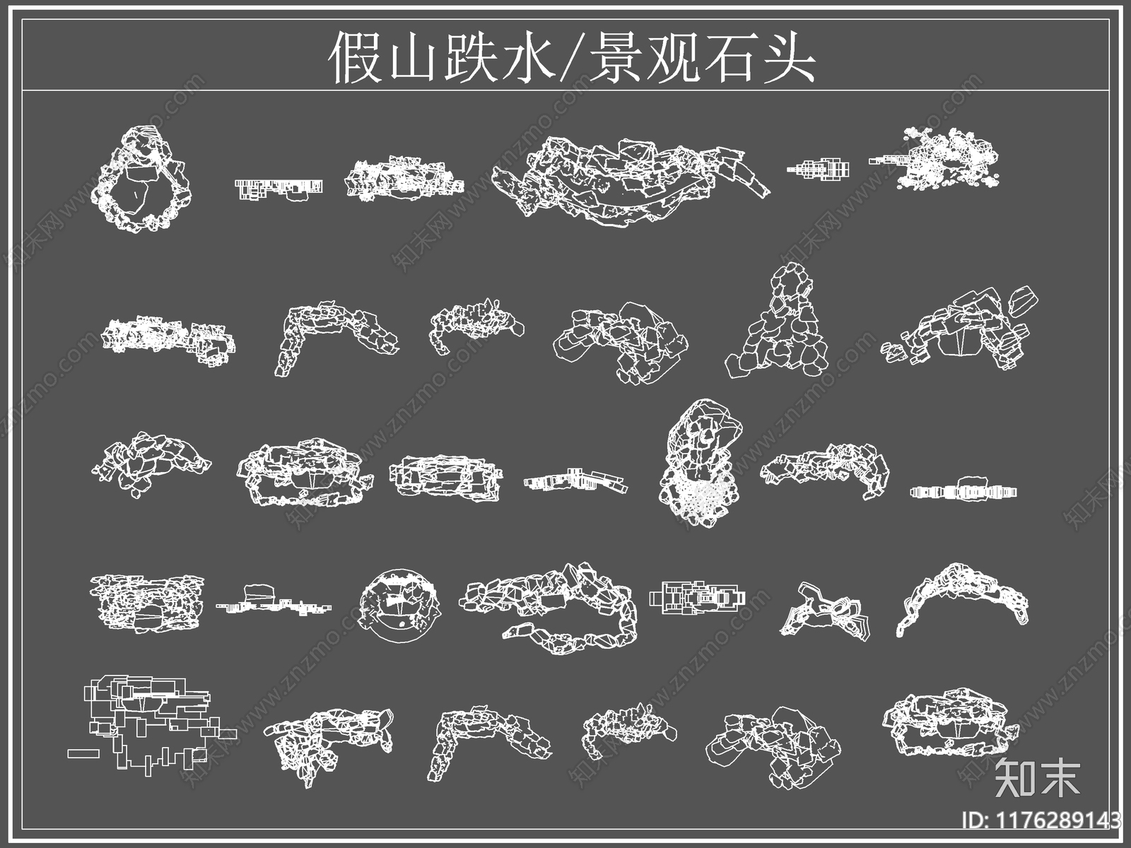 现代假山水景图库cad施工图下载【ID:1176289143】