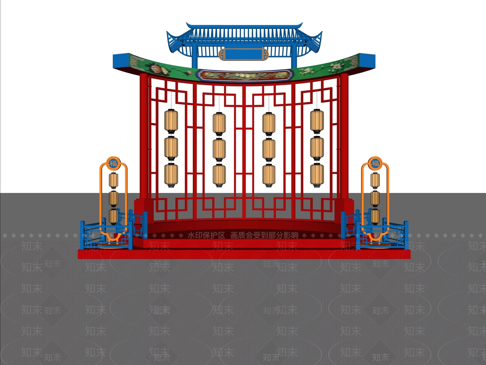 现代新中式舞台SU模型下载【ID:1176289855】