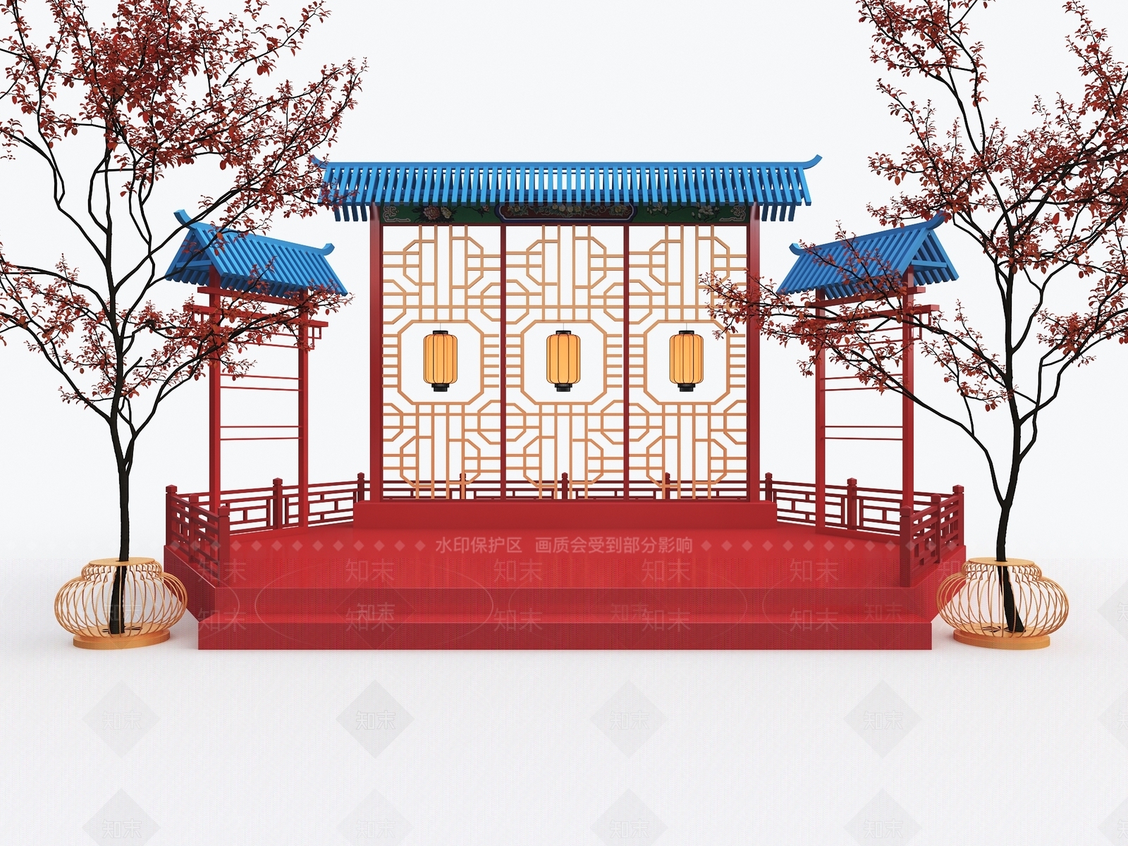 现代新中式舞台SU模型下载【ID:1176289910】