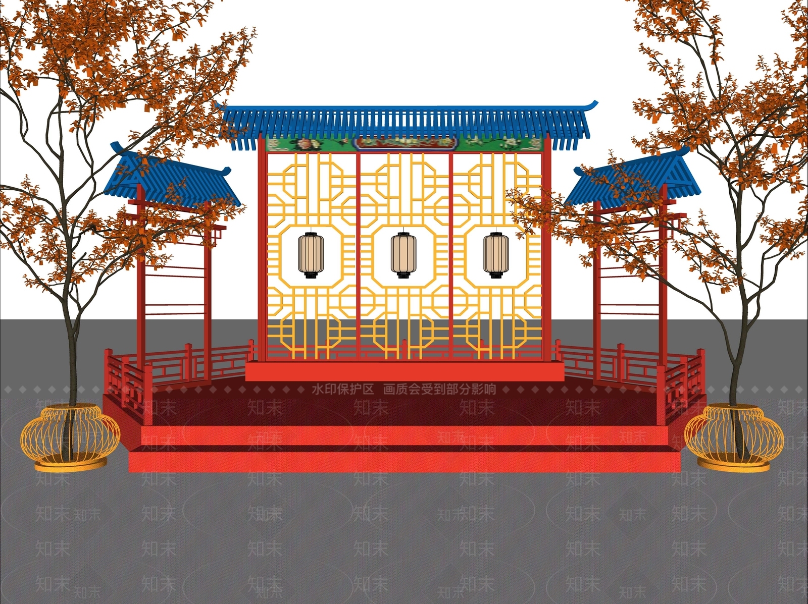 现代新中式舞台SU模型下载【ID:1176289910】