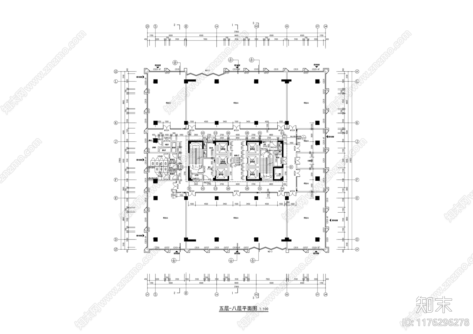 现代办公楼建筑施工图下载【ID:1176296278】