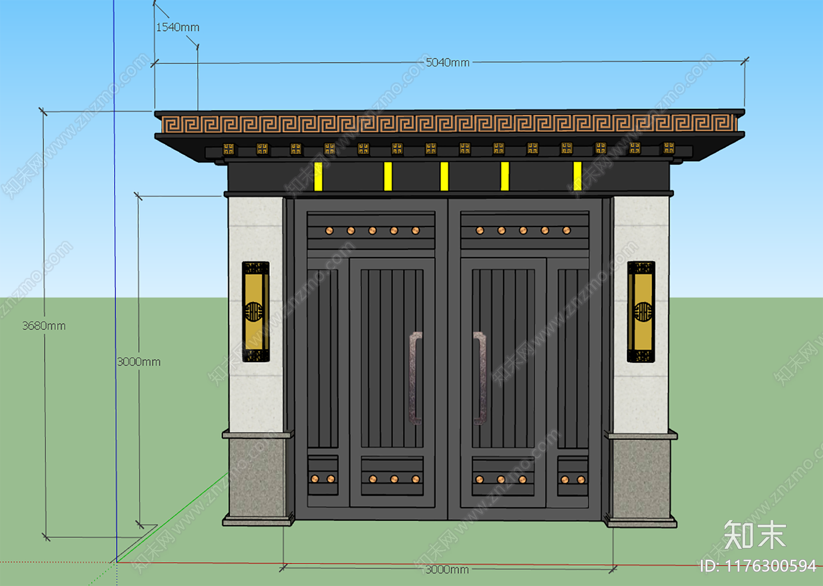 新中式中式艺术装置SU模型下载【ID:1176300594】