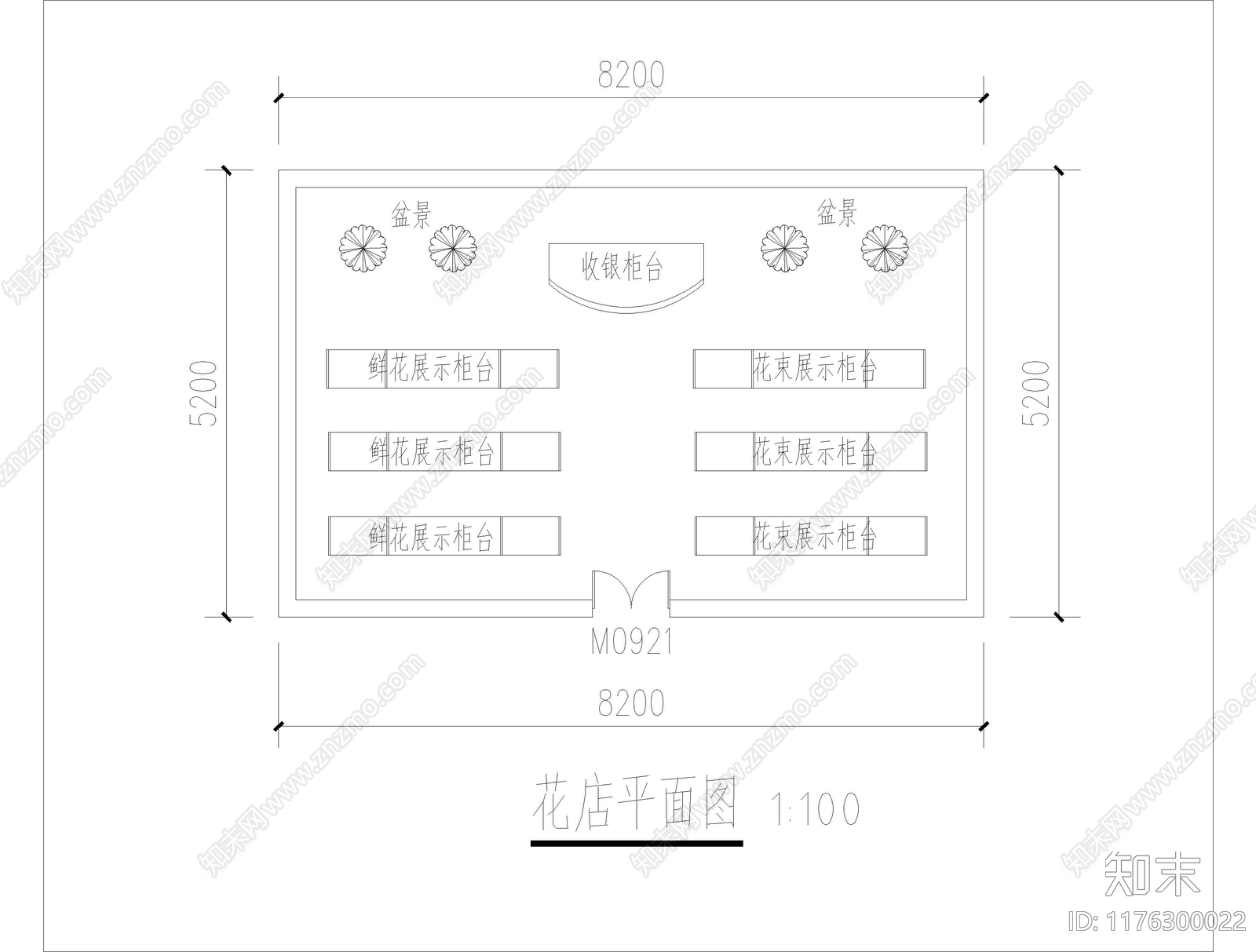 现代花店cad施工图下载【ID:1176300022】