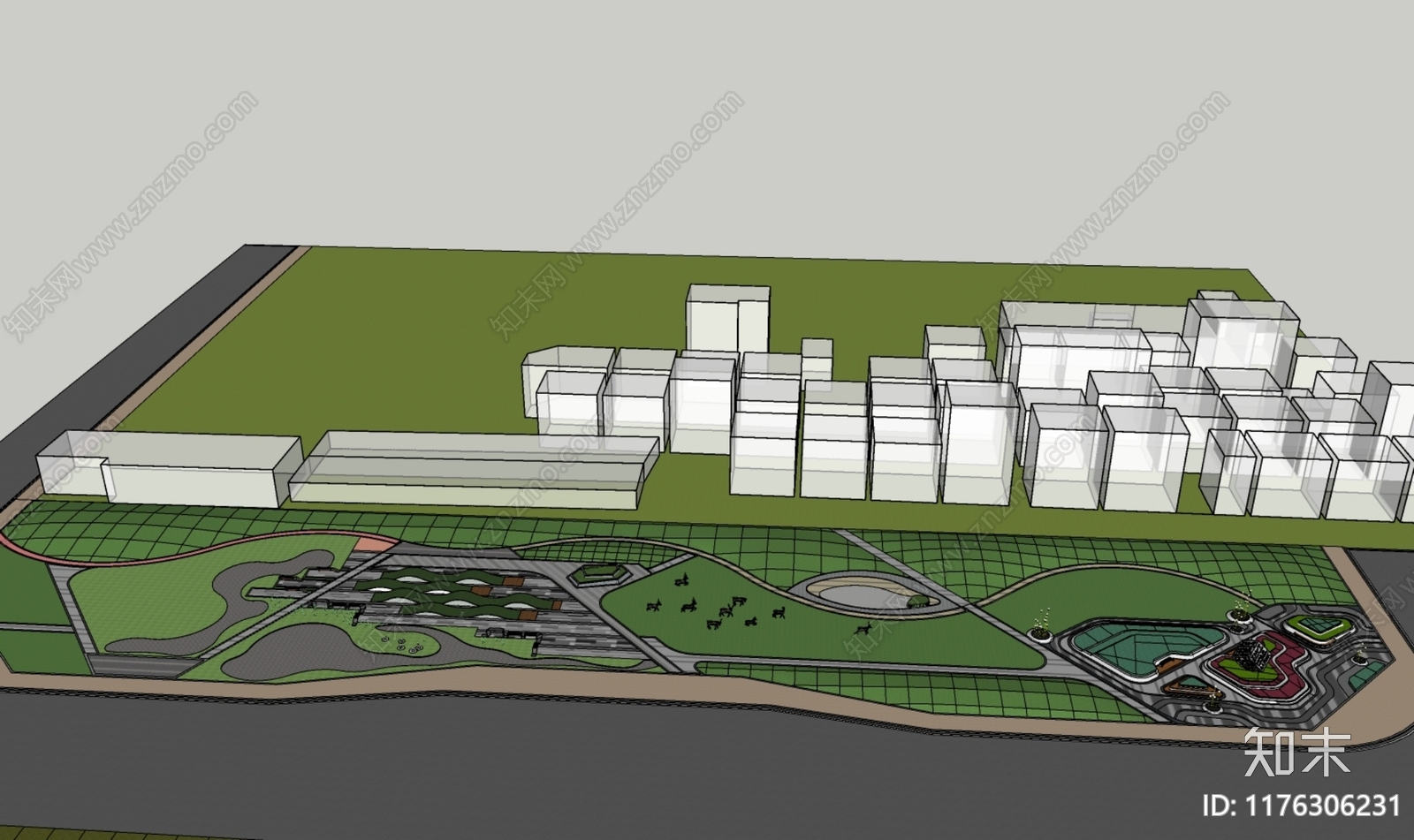 现代口袋公园SU模型下载【ID:1176306231】