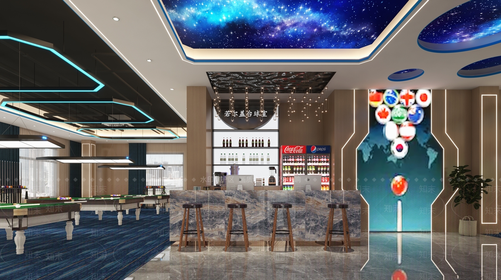 现代台球室3D模型下载【ID:1214819215】