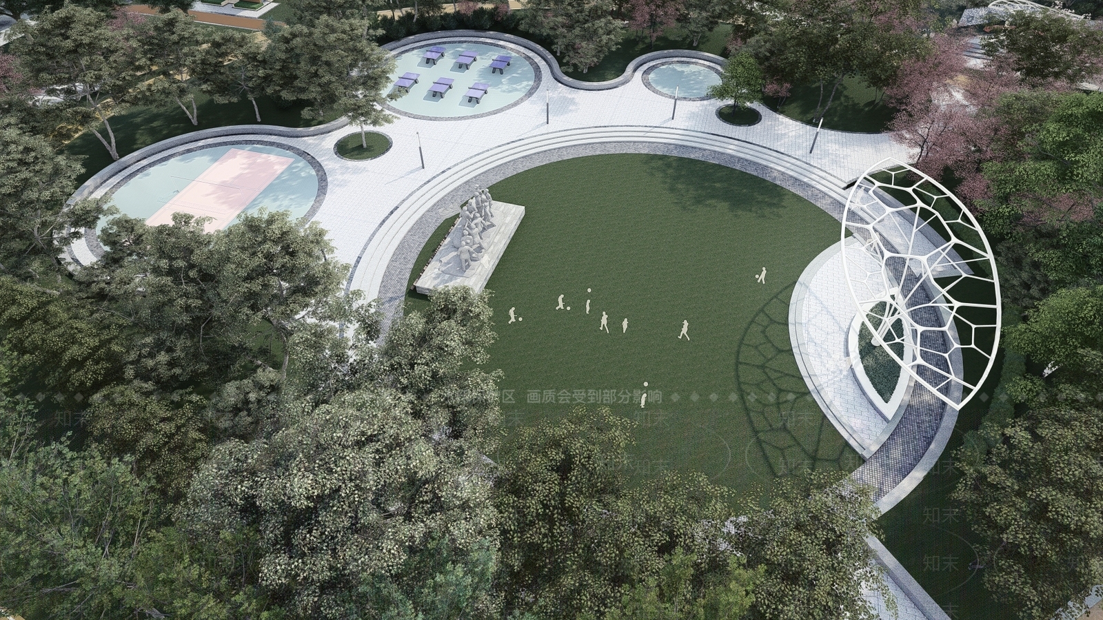 现代景观公园SU模型下载【ID:1176309307】