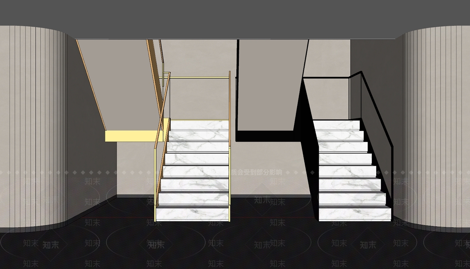 现代楼梯SU模型下载【ID:1176309348】