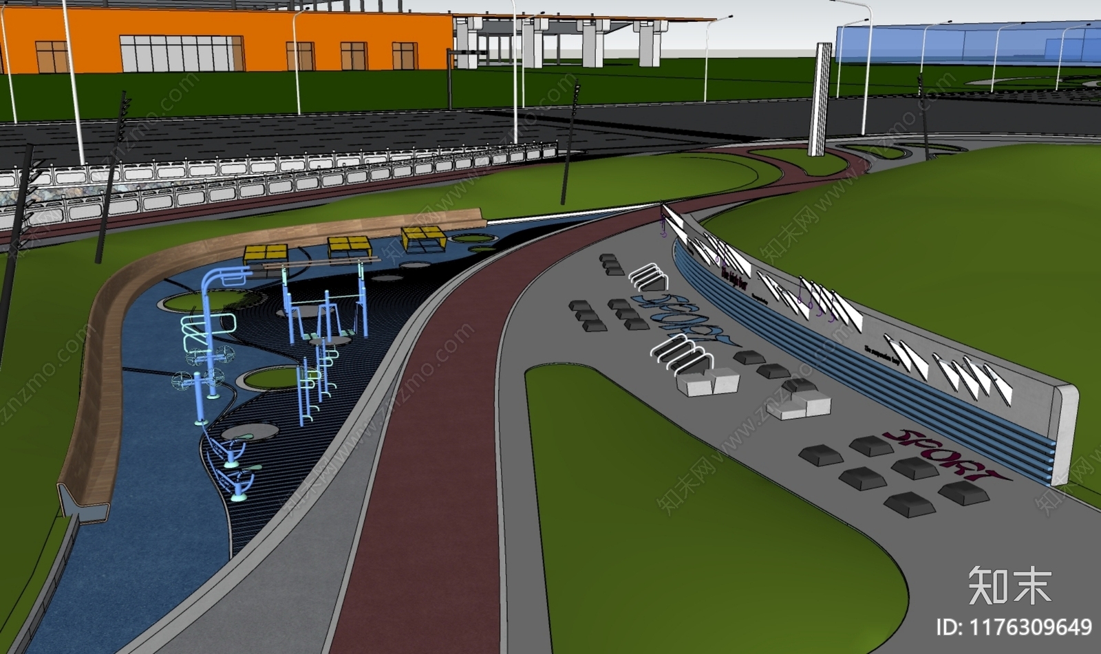 现代体育公园SU模型下载【ID:1176309649】