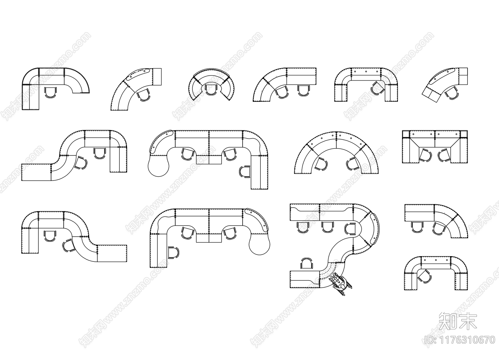 现代综合家具图库cad施工图下载【ID:1176310670】