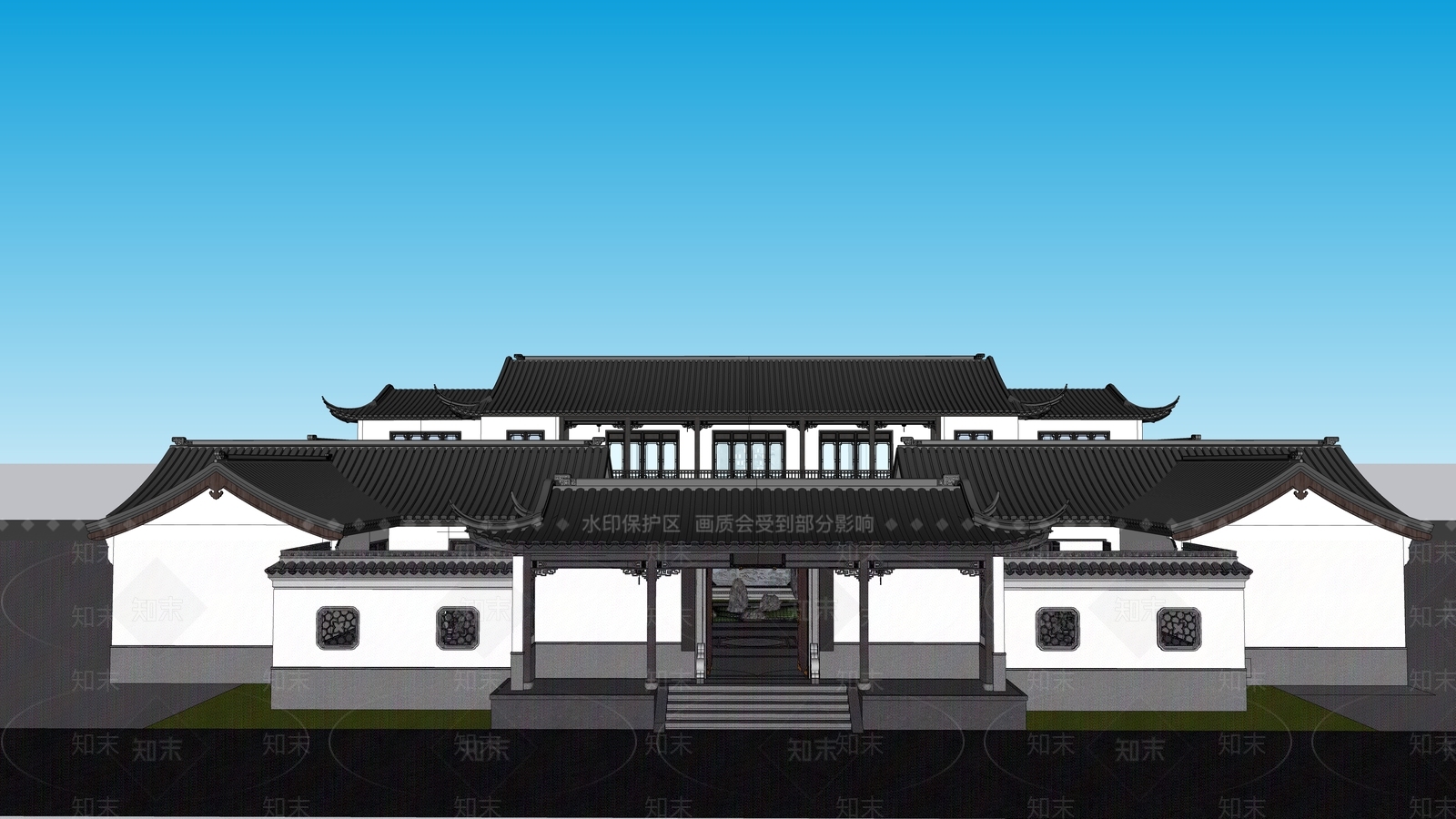 中式四合院SU模型下载【ID:1176315819】
