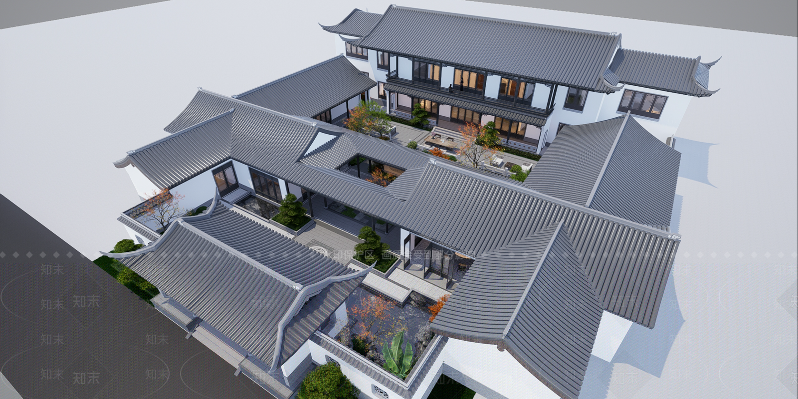 中式四合院SU模型下载【ID:1176315819】