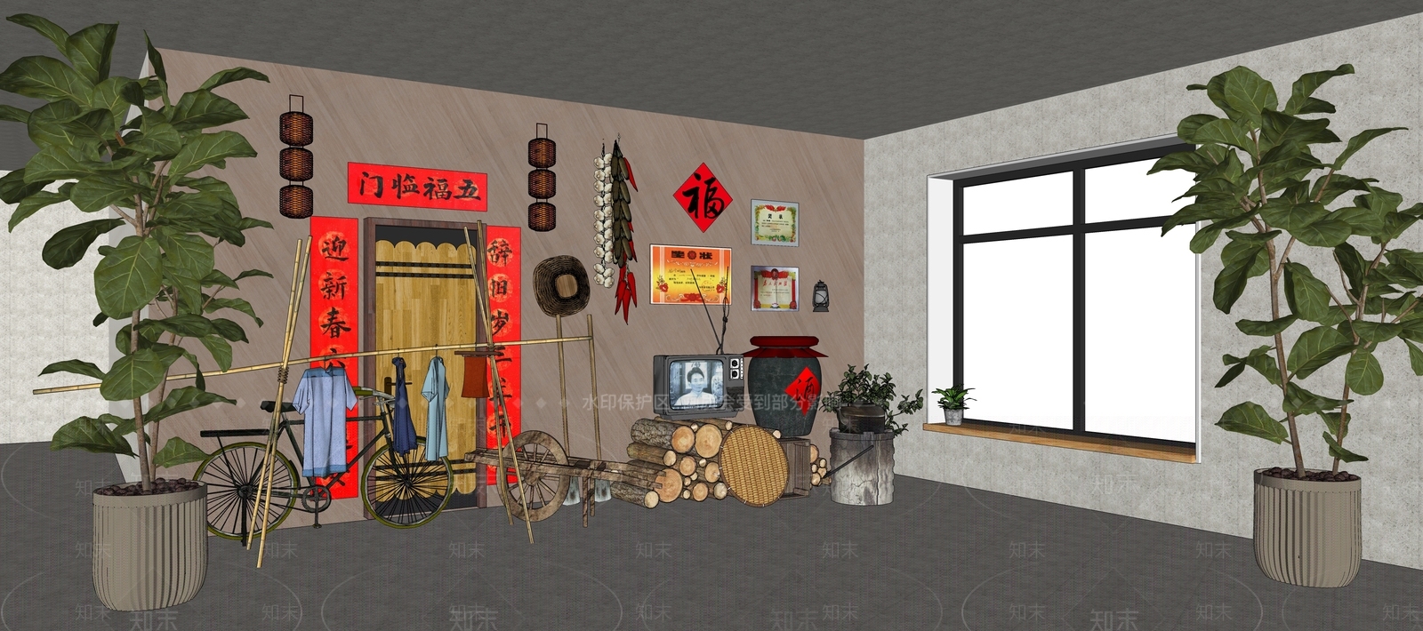现代新中式乡村民房SU模型下载【ID:1176315946】
