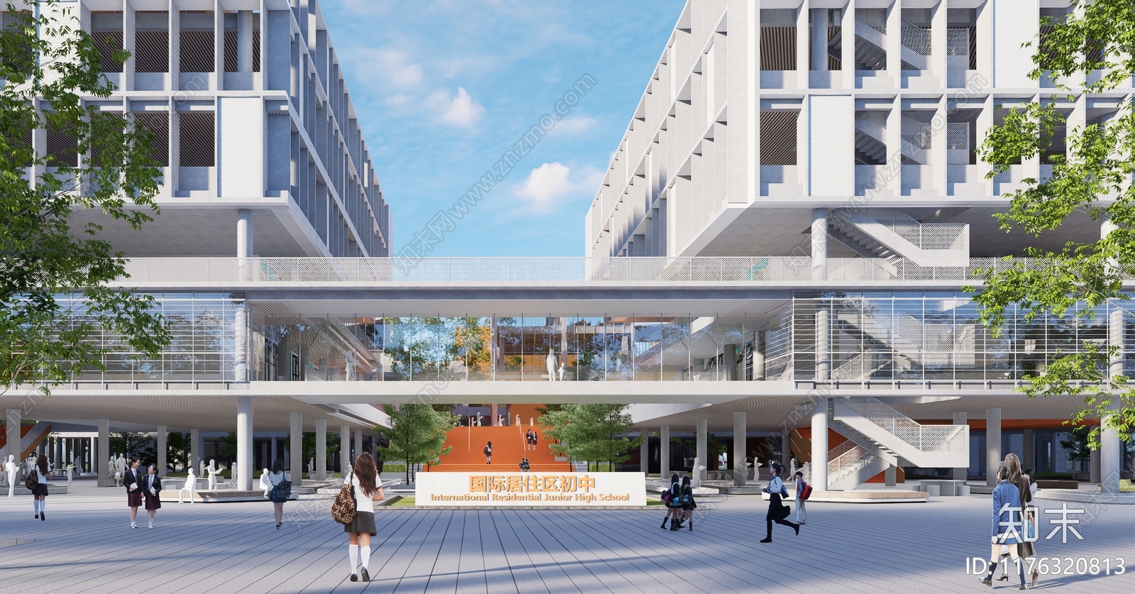 现代简约学校建筑SU模型下载【ID:1176320813】