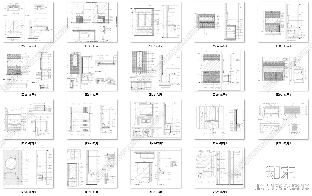 现代卫浴设施cad施工图下载【ID:1176545910】