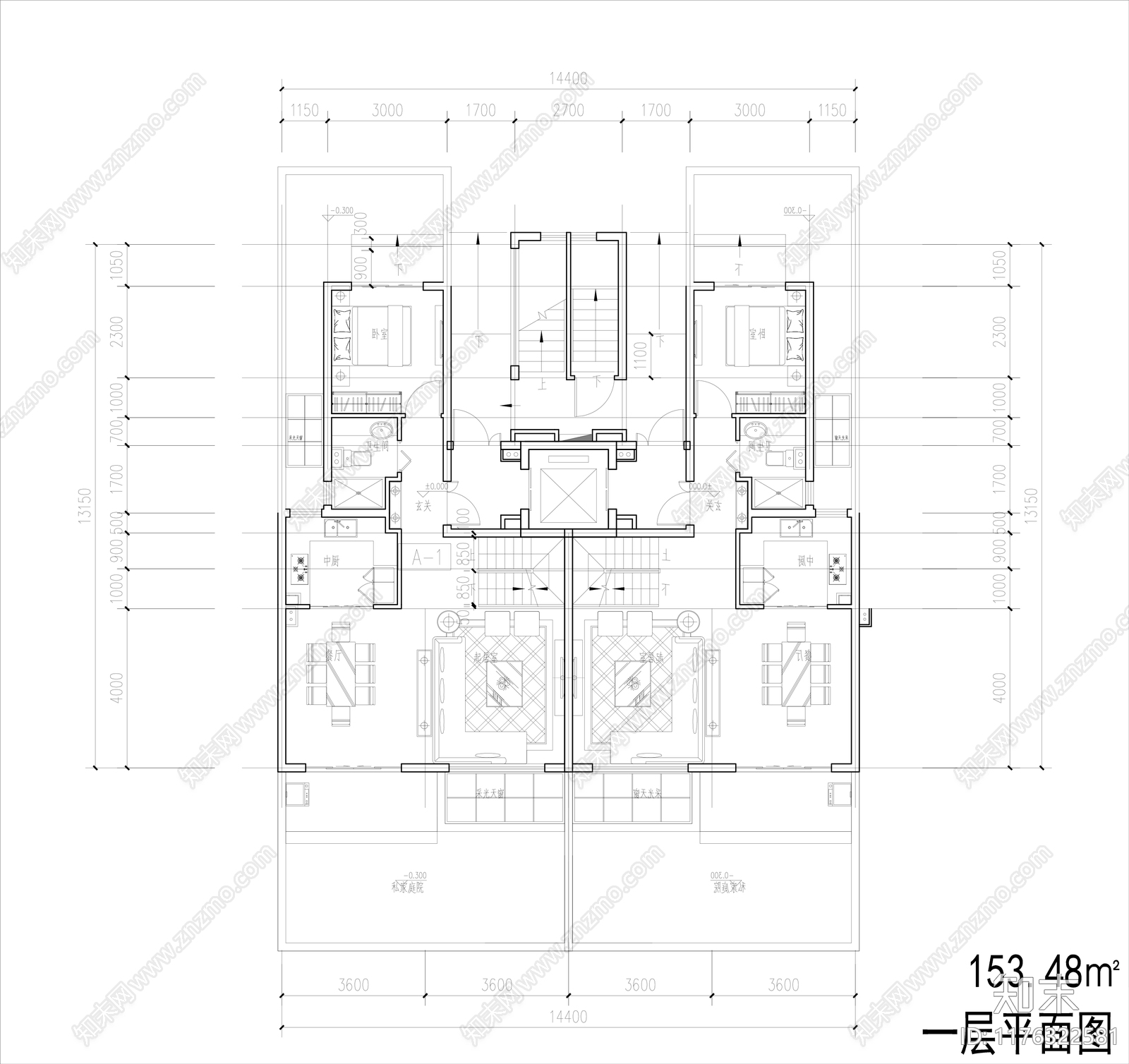 现代住宅楼建筑cad施工图下载【ID:1176322581】