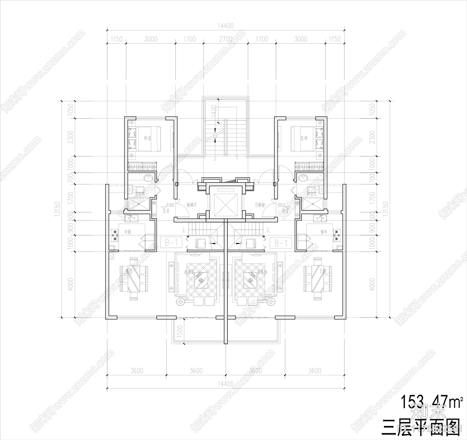 现代住宅楼建筑cad施工图下载【ID:1176322581】