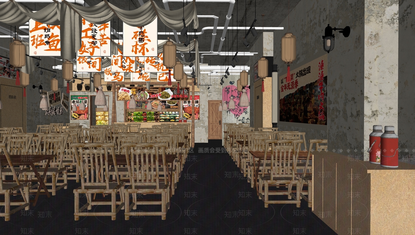 工业烧烤烤肉店SU模型下载【ID:1176323470】