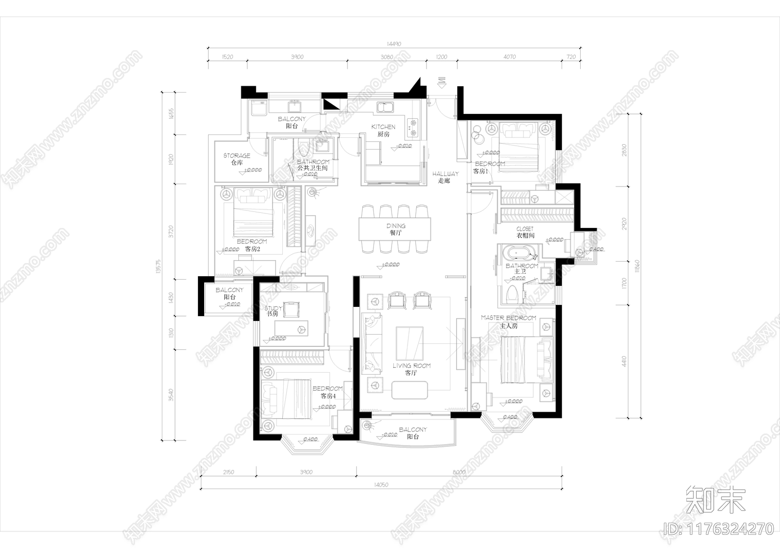 现代客厅施工图下载【ID:1176324270】