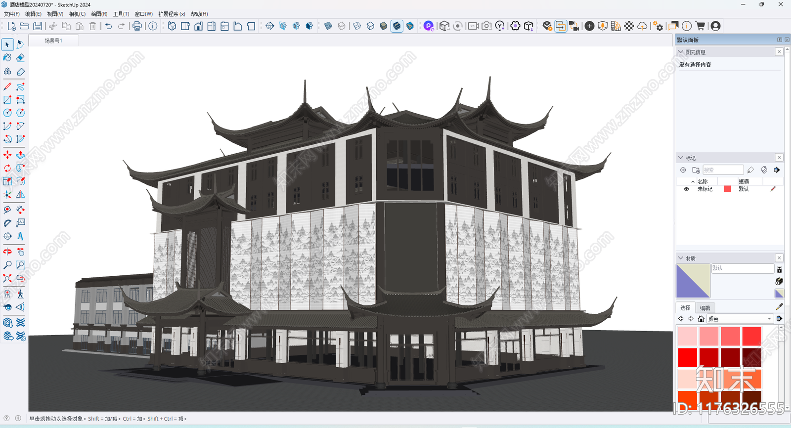 中式复古酒店建筑施工图下载【ID:1176326555】