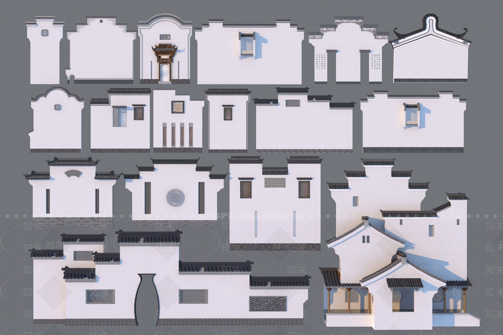 中式景墙3D模型下载【ID:1176326148】