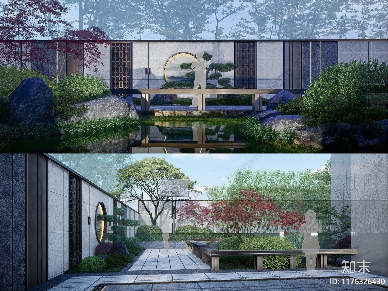 现代新中式庭院3D模型下载【ID:1176326430】