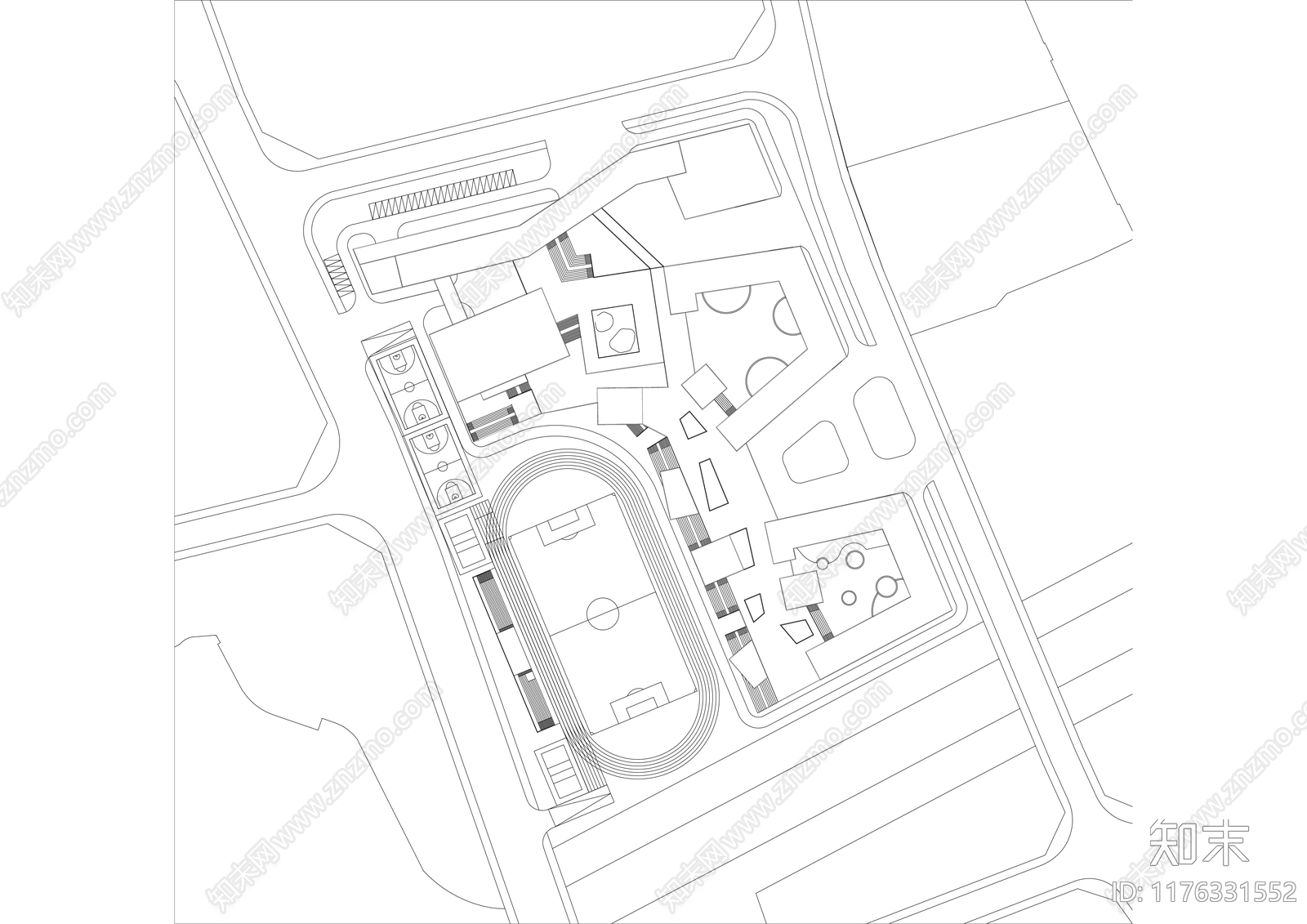 现代学校建筑cad施工图下载【ID:1176331552】