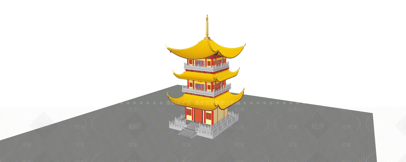 中式寺庙建筑SU模型下载【ID:1176351517】
