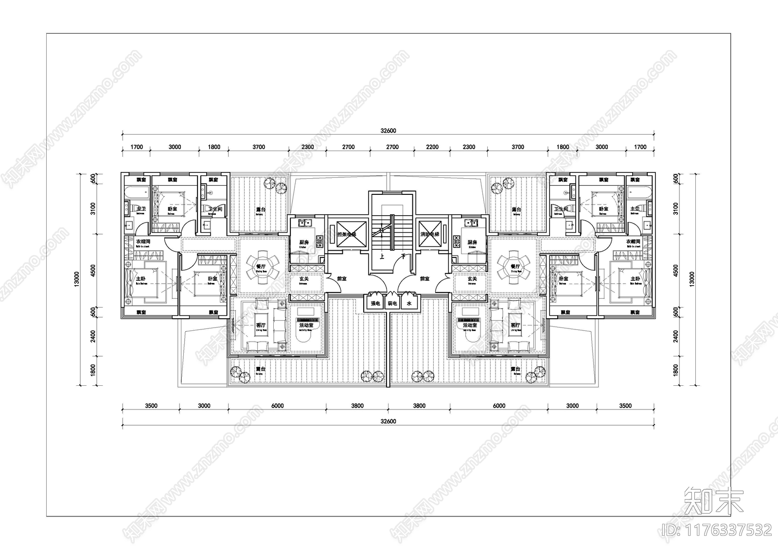 现代住宅楼建筑cad施工图下载【ID:1176337532】