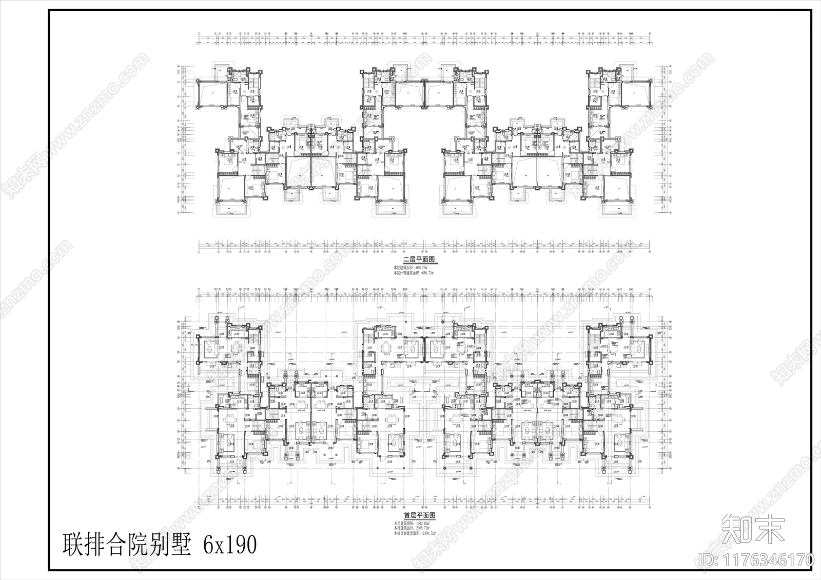 简欧别墅建筑施工图下载【ID:1176346170】