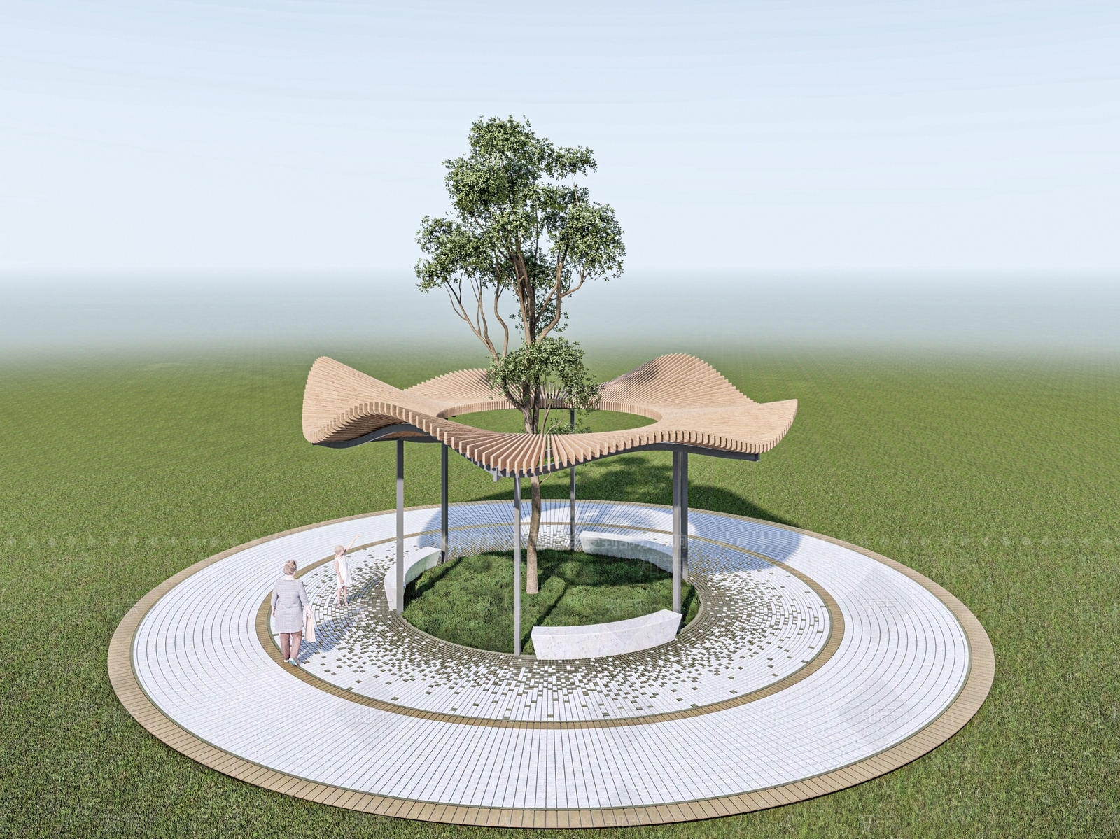 现代廊架SU模型下载【ID:1176347328】