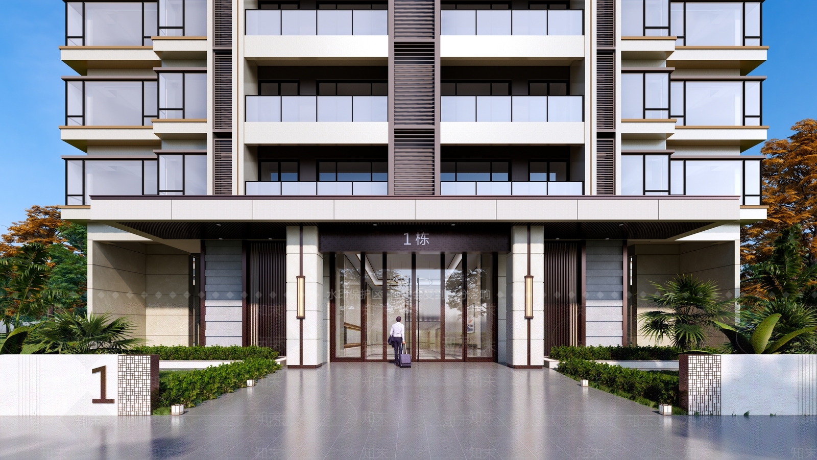 新中式现代小区建筑SU模型下载【ID:1176356570】