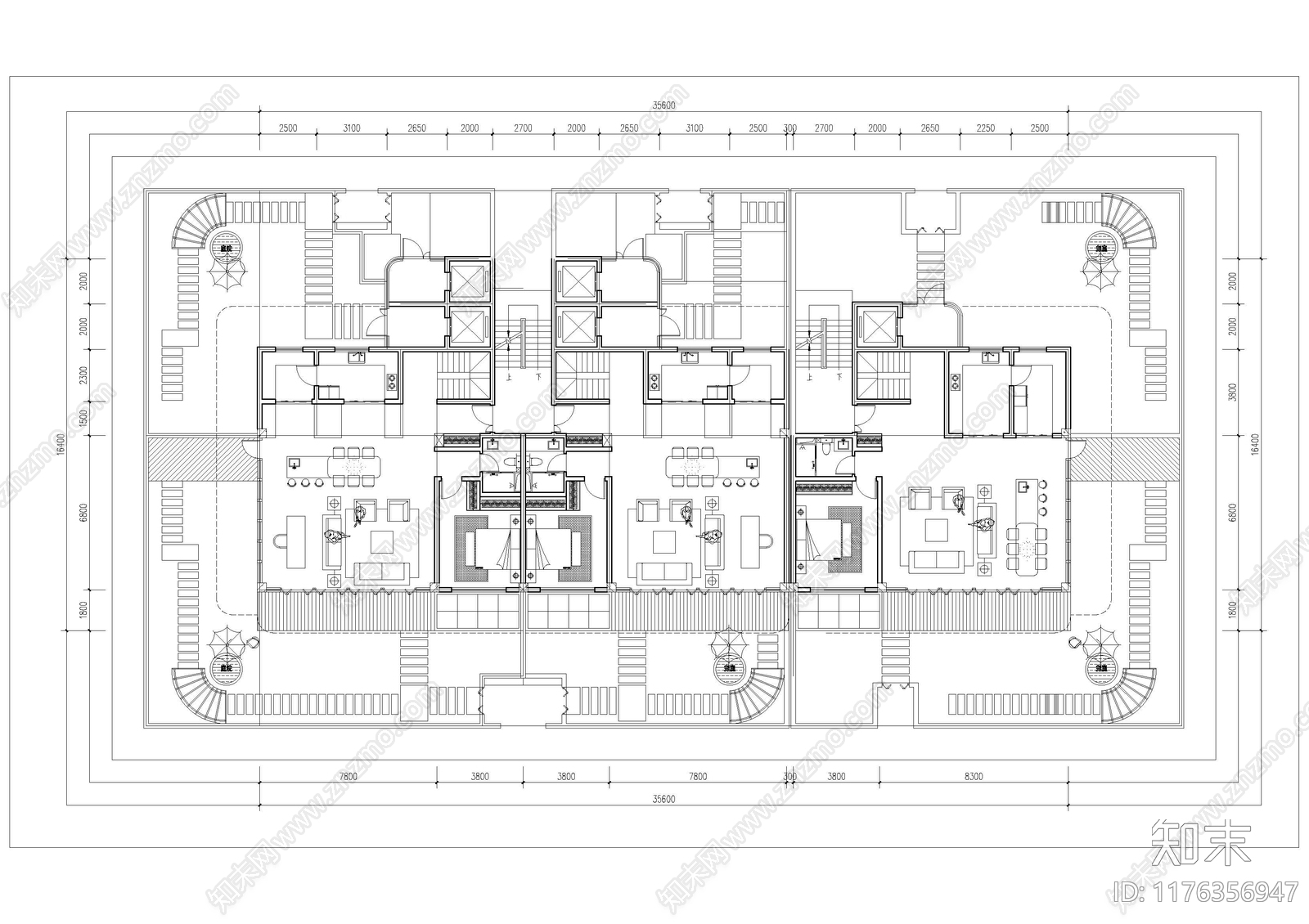 现代住宅楼建筑cad施工图下载【ID:1176356947】