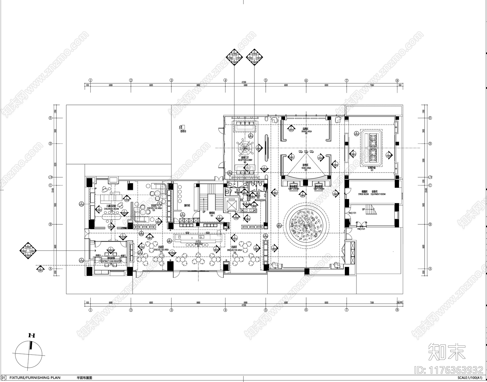 现代售楼处cad施工图下载【ID:1176363932】