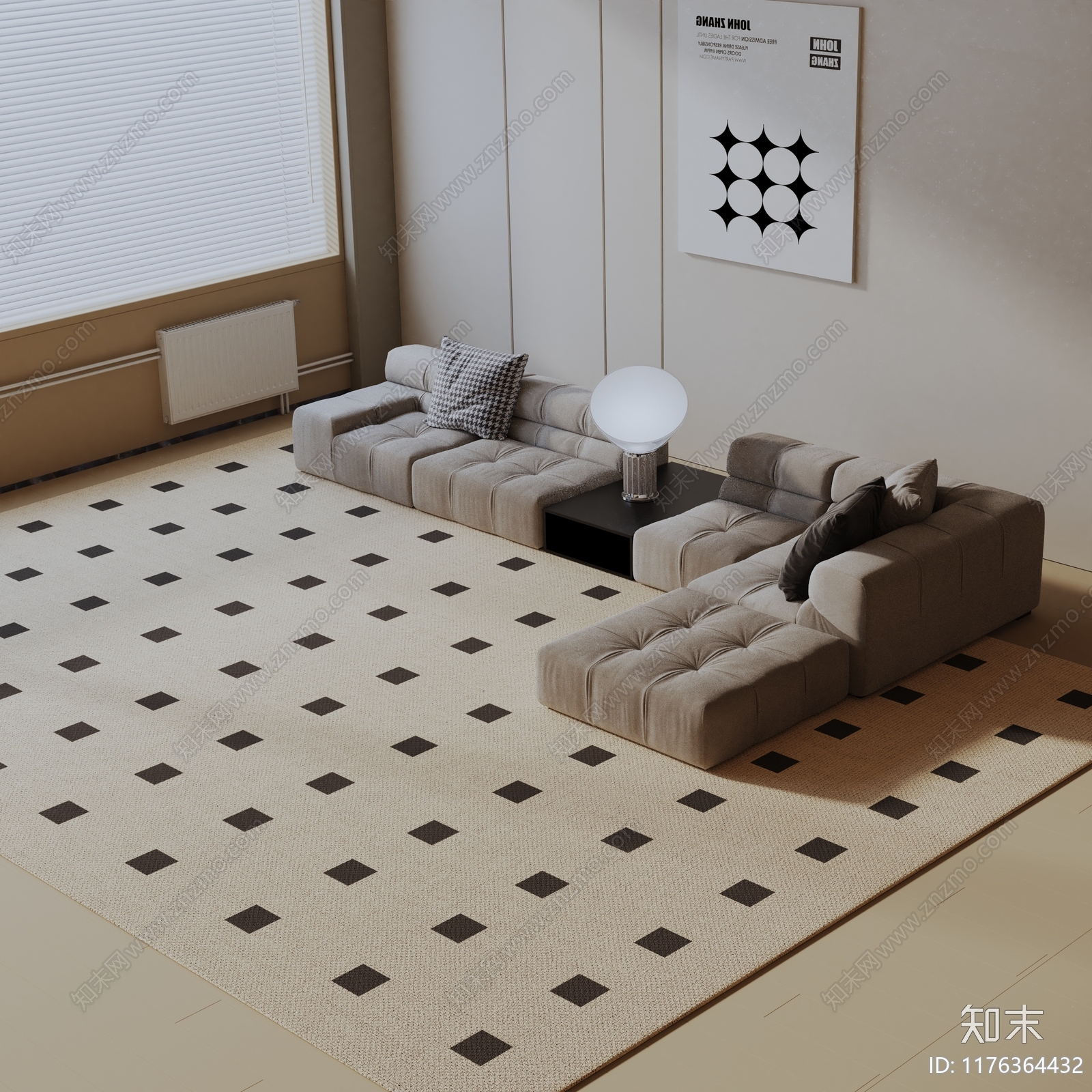 现代三人沙发3D模型下载【ID:1176364432】