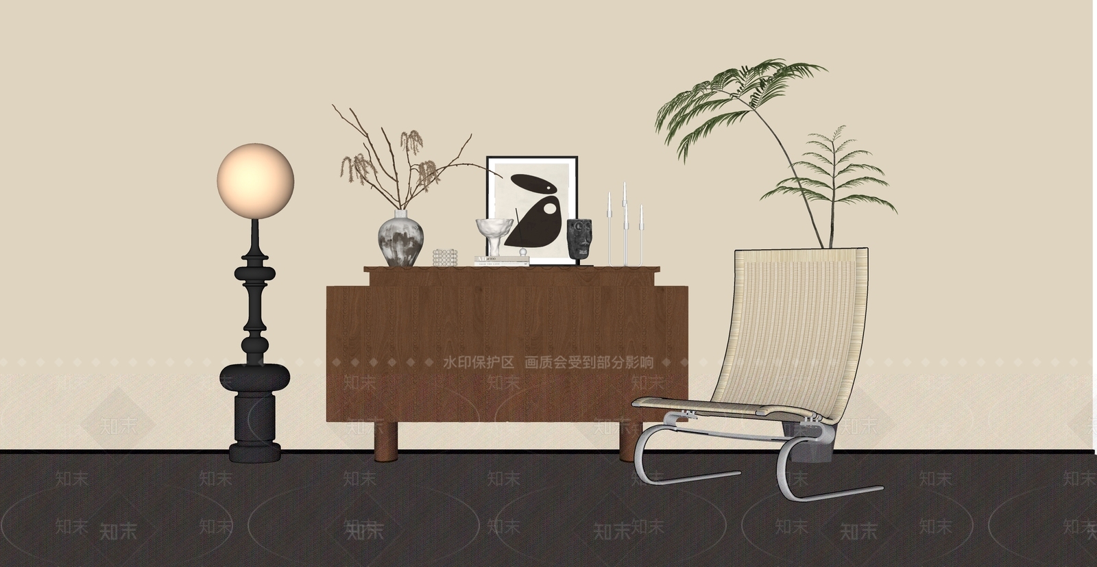 中古侘寂储物柜SU模型下载【ID:1176365343】