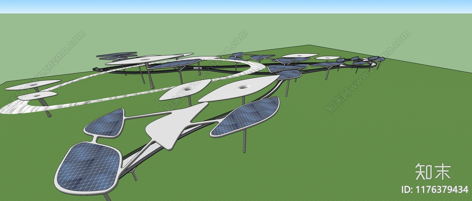 现代景观公园SU模型下载【ID:1176379434】