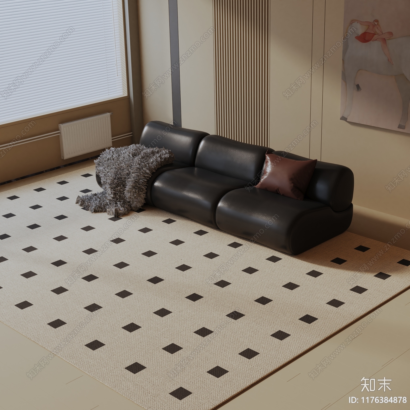 现代三人沙发3D模型下载【ID:1176384878】