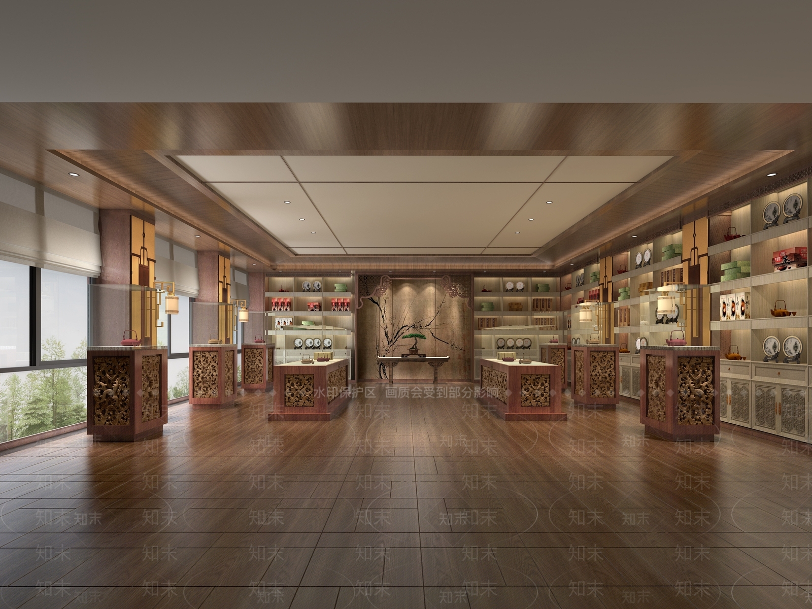 新中式中式茶叶店3D模型下载【ID:1176385299】