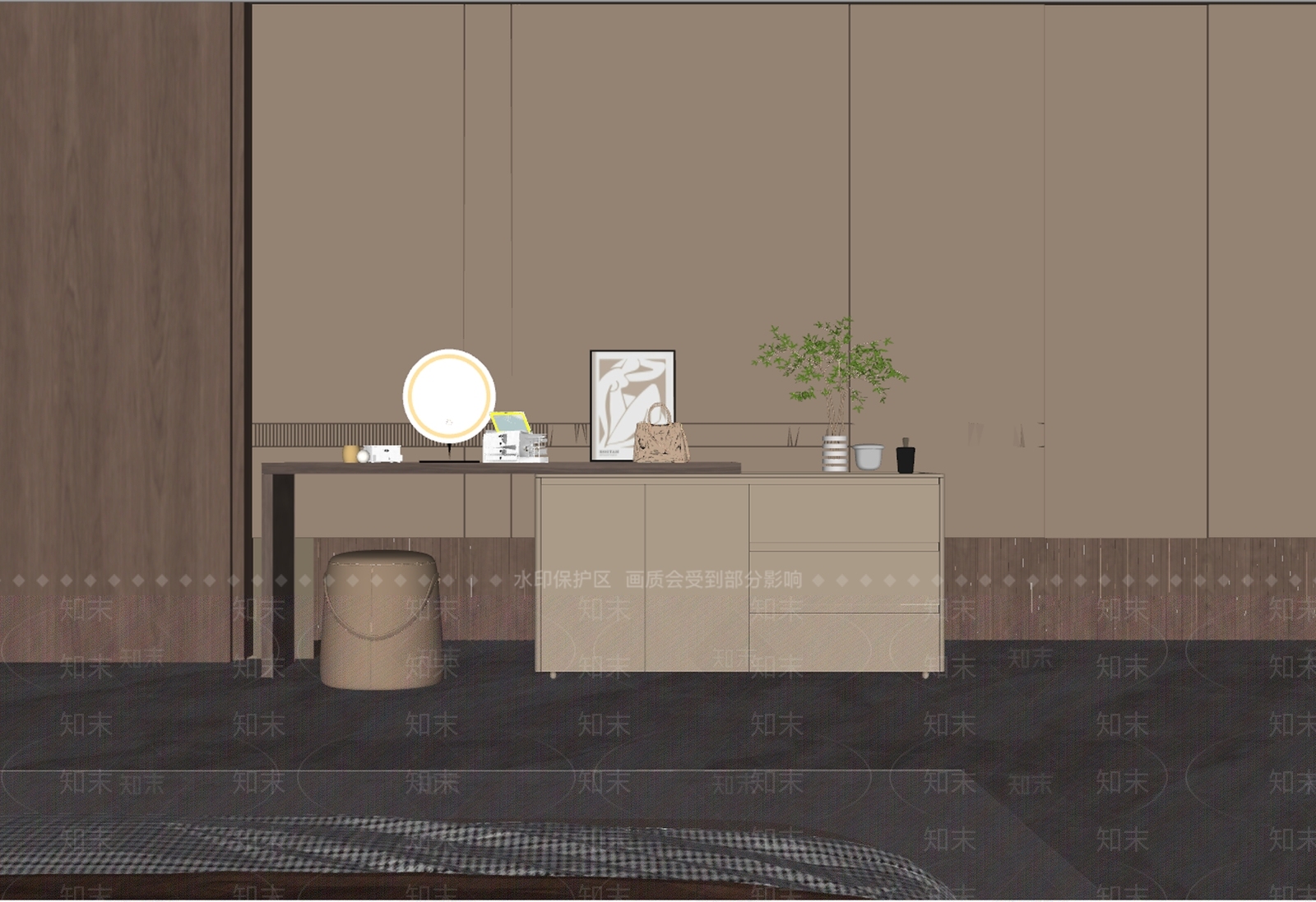 现代梳妆台SU模型下载【ID:1176387460】