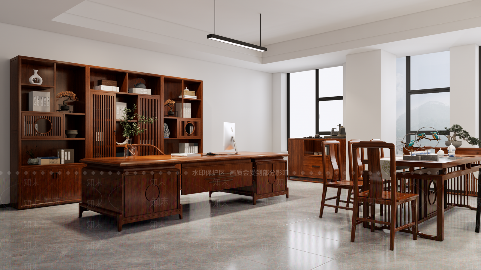 中式办公室SU模型下载【ID:1176397573】