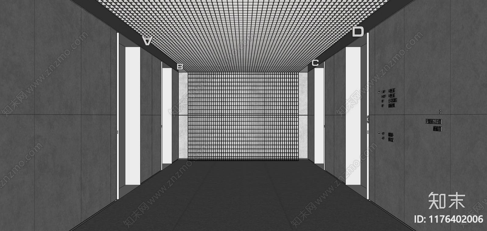 现代电梯厅SU模型下载【ID:1176402006】