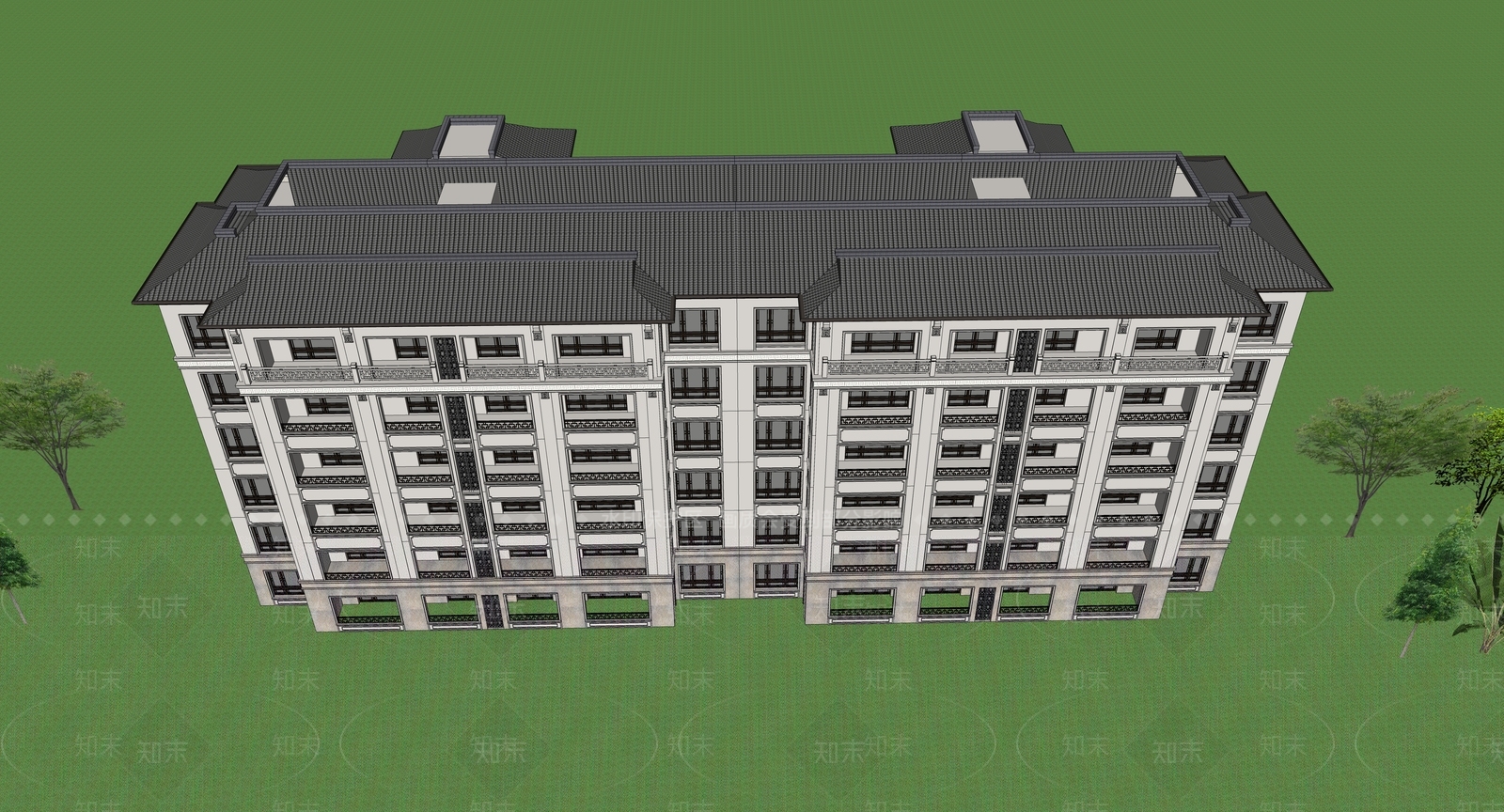 中式多层住宅SU模型下载【ID:1176402130】