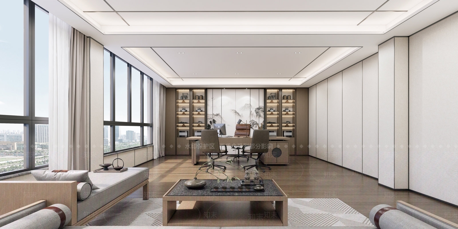 新中式中式办公室SU模型下载【ID:1176402524】