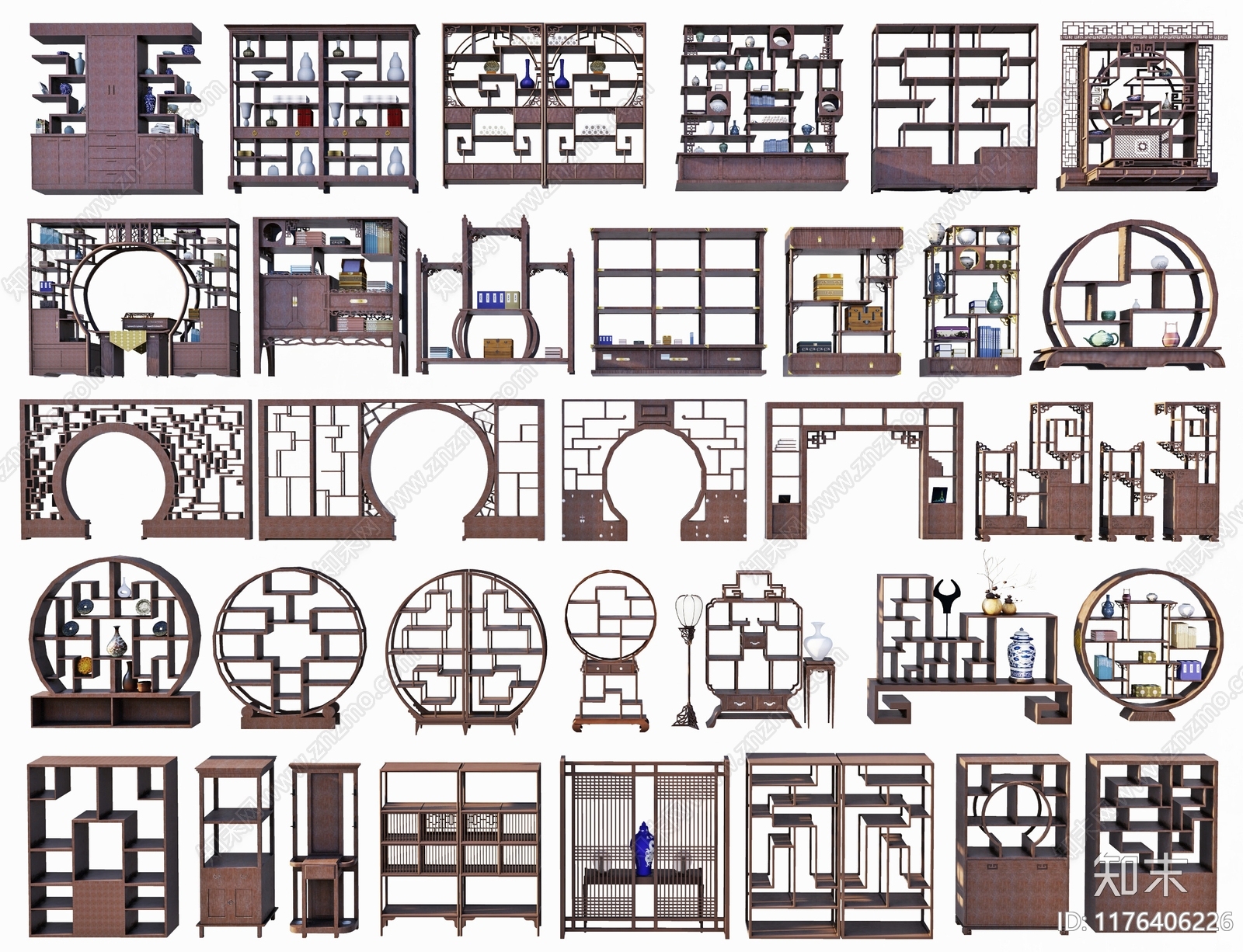 中式博古架3D模型下载【ID:1176406226】